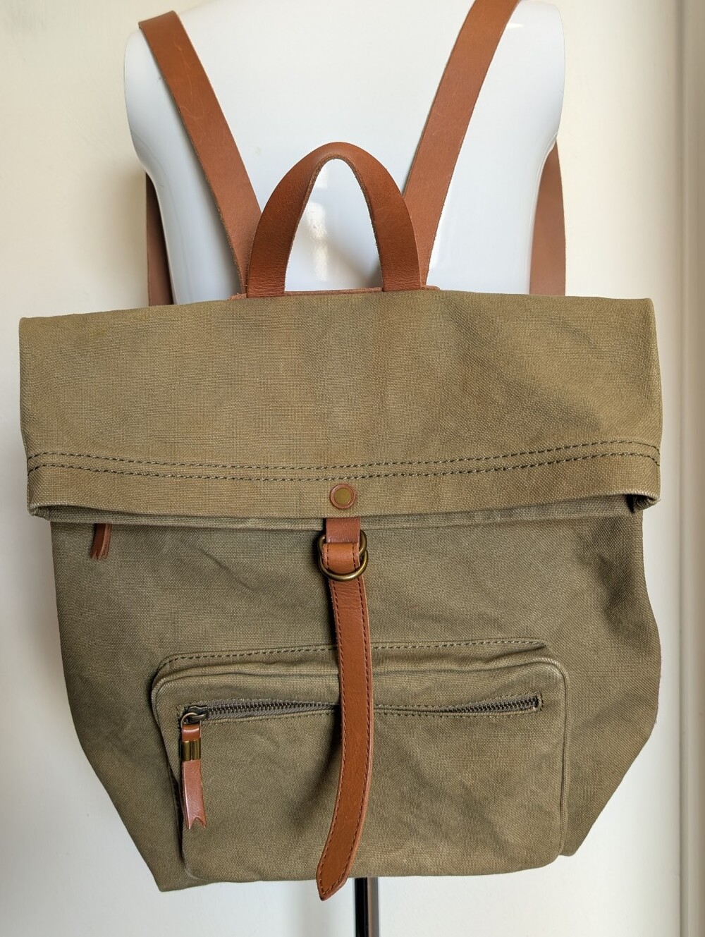 Madewell Green Canvas Fold Over Backpack
